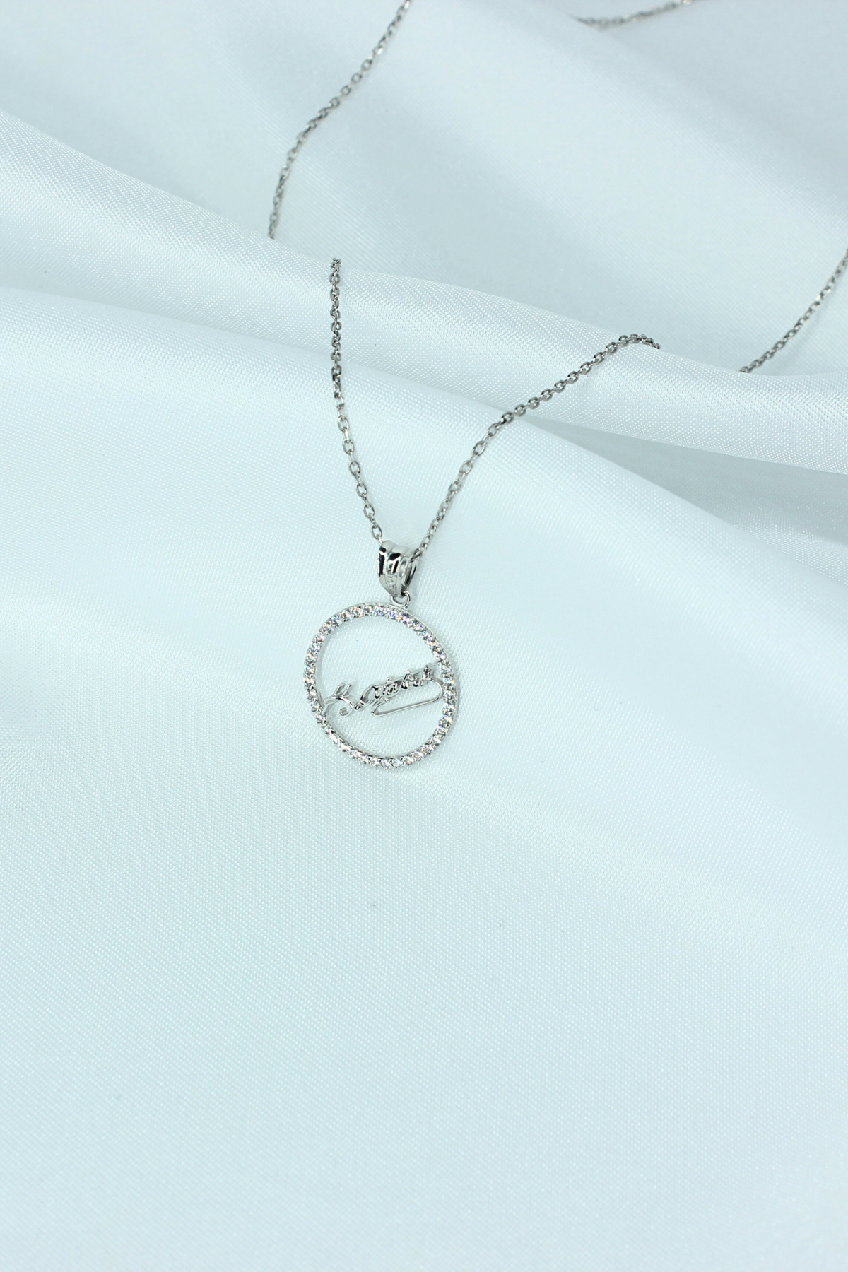 Atatürk Yazılı Yuvarlak Model Gümüş Kolye