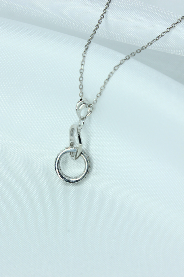 Amora Perla Kilit Model Gümüş Kolye – 925 Ayar, Beyaz Rodaj Kaplama