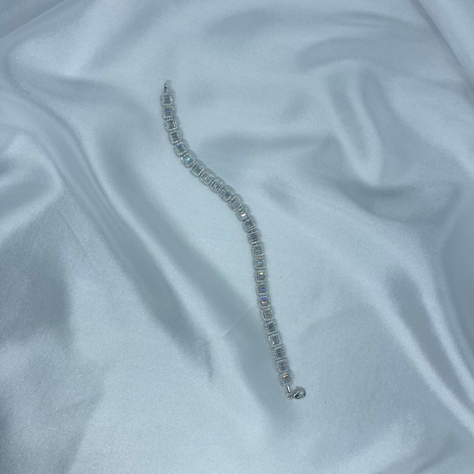 Baget Model Zirkon Taşlı Bileklik – 925 Ayar Gümüş, Rodaj Kaplama