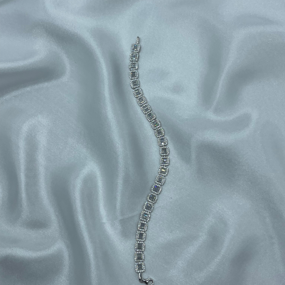 Baget Model Zirkon Taşlı Bileklik – 925 Ayar Gümüş, Rodaj Kaplama