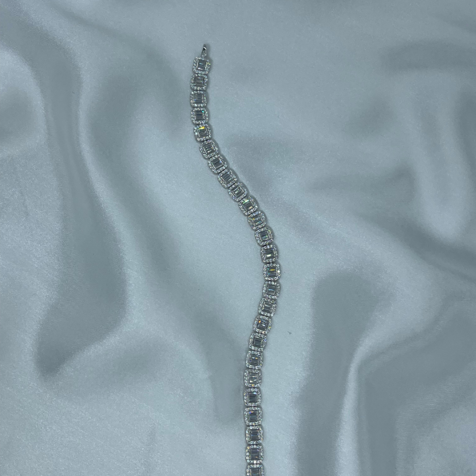 Baget Model Zirkon Taşlı Bileklik – 925 Ayar Gümüş, Rodaj Kaplama