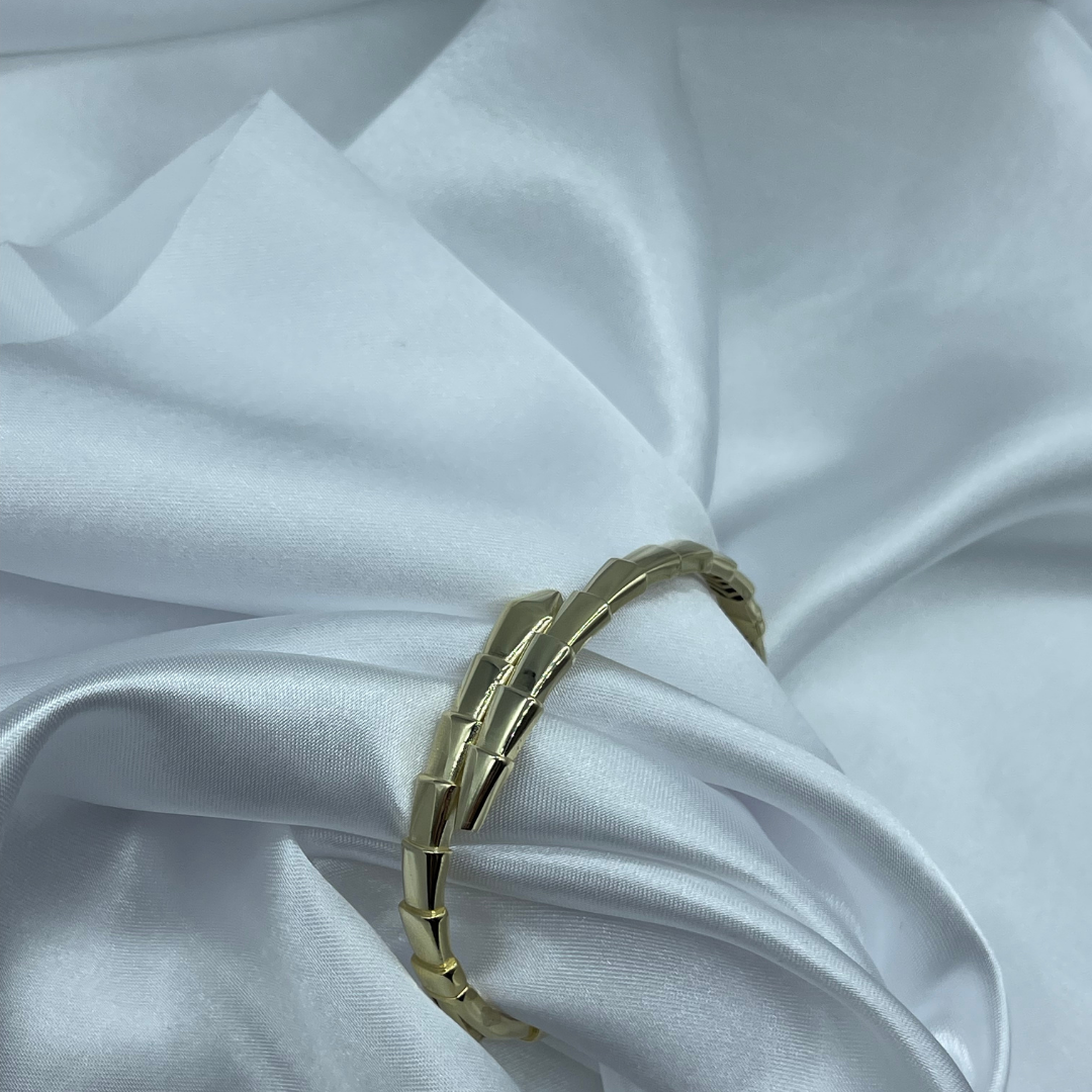 Yılan Model 925 Ayar Gümüş Kelepçe – 14K Altın Kaplama