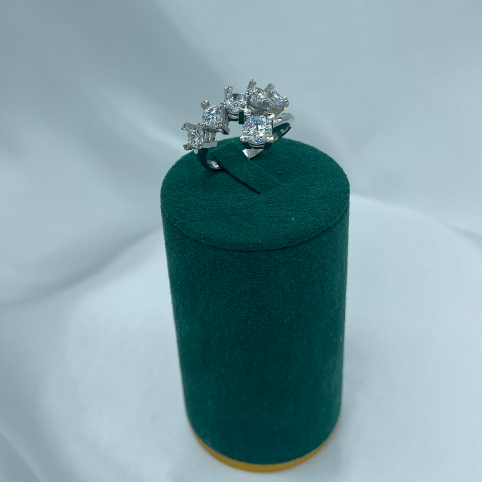 Karışık Kesim Taşlı Spiral Model 925 Ayar Gümüş Yüzük