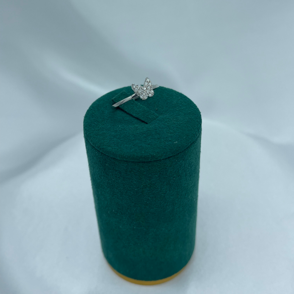 Kelebek Figürlü Taşlı 925 Ayar Gümüş Yüzük – Rodaj Kaplama