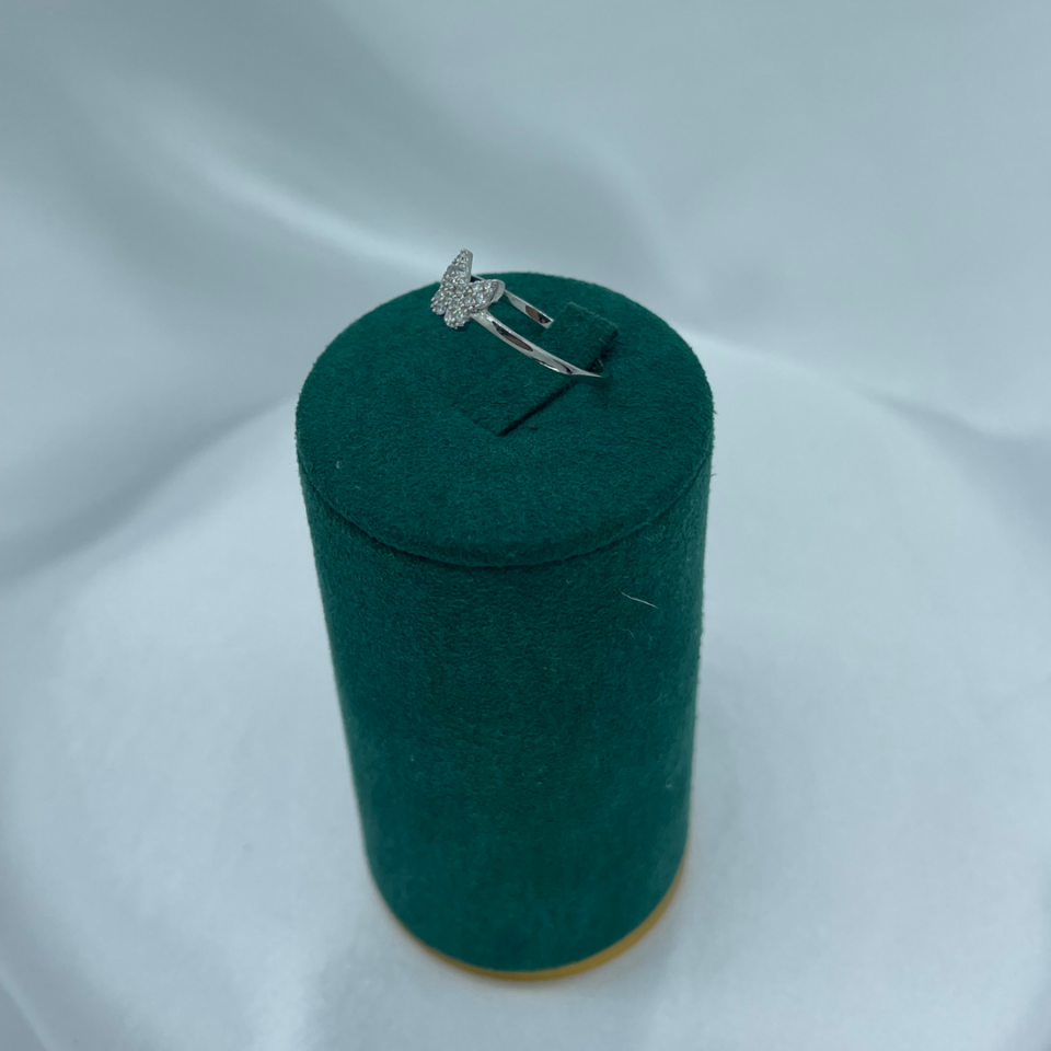 Kelebek Figürlü Taşlı 925 Ayar Gümüş Yüzük – Rodaj Kaplama