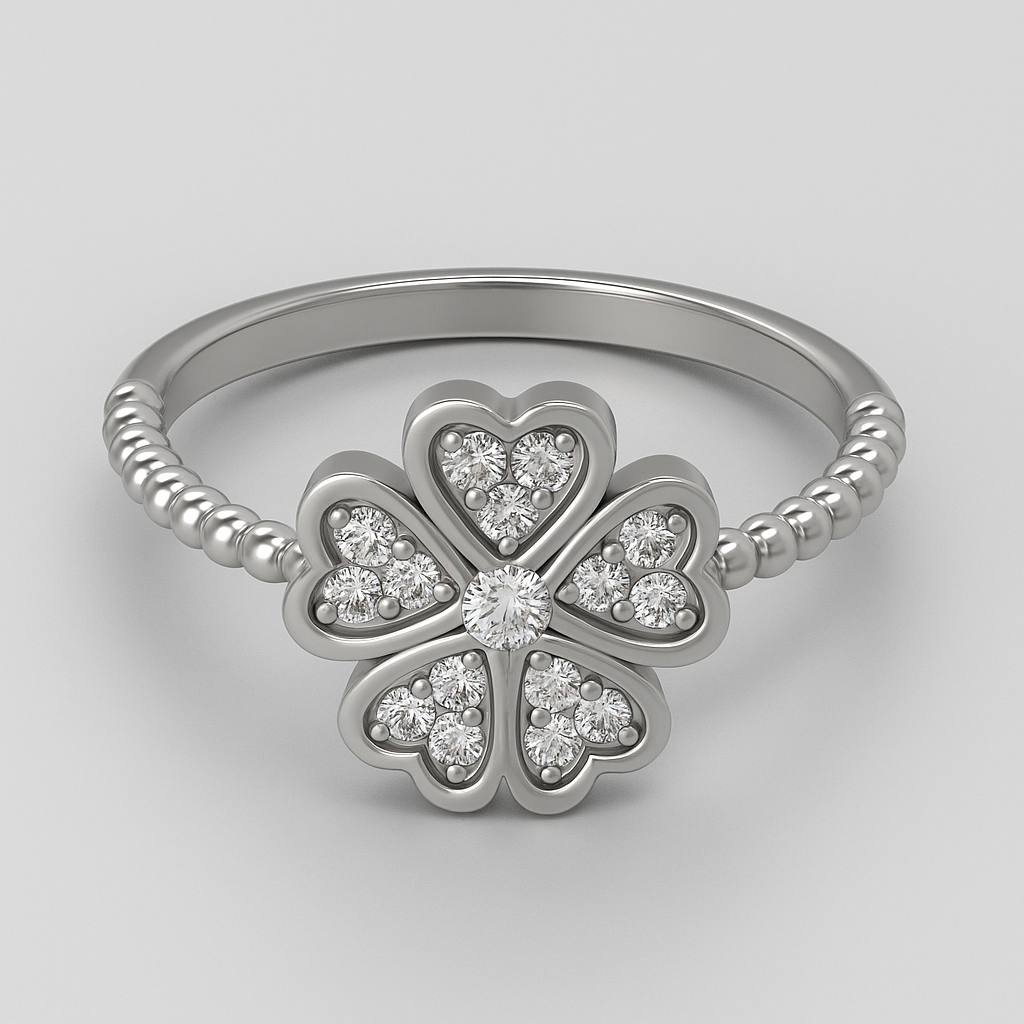 Yonca Model Taşlı 925 Ayar Gümüş Yüzük