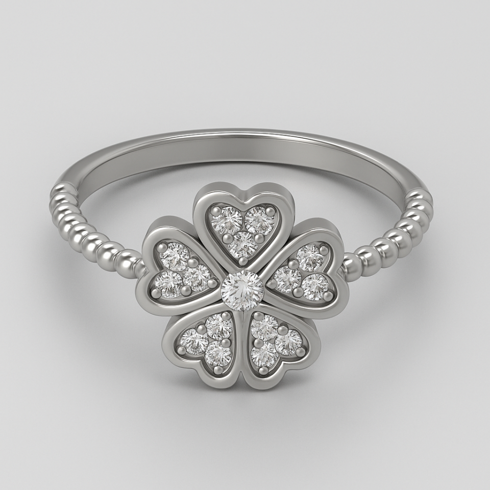 Yonca Model Taşlı 925 Ayar Gümüş Yüzük