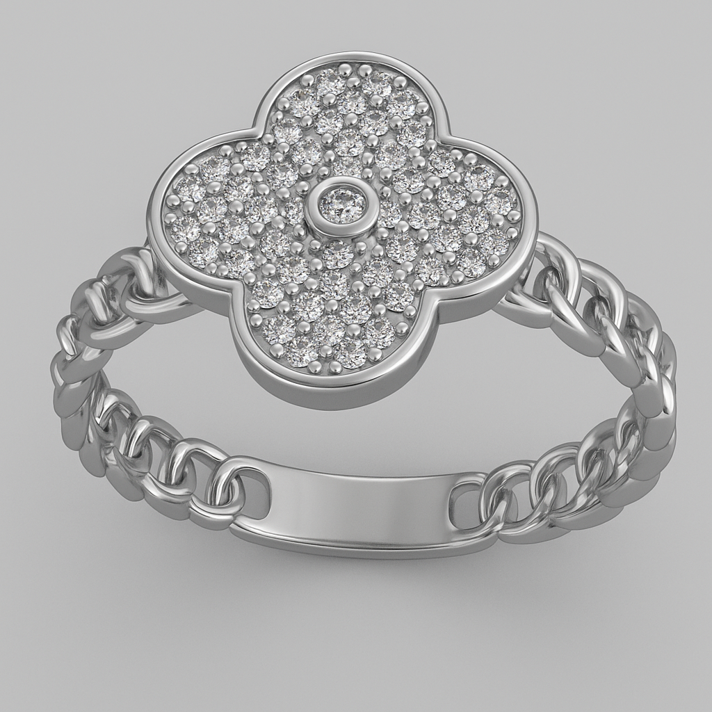 Yonca Parlak Model Taşlı 925 Ayar Gümüş Yüzük