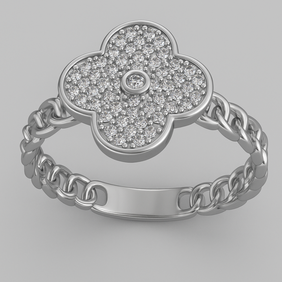 Yonca Parlak Model Taşlı 925 Ayar Gümüş Yüzük