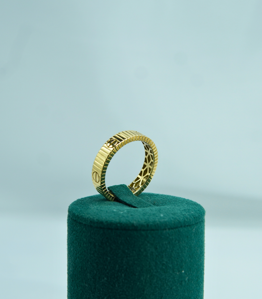 Altın Kaplama Vida Desenli 925 Ayar Gümüş Yüzük – Infinity Bond Gold Edition