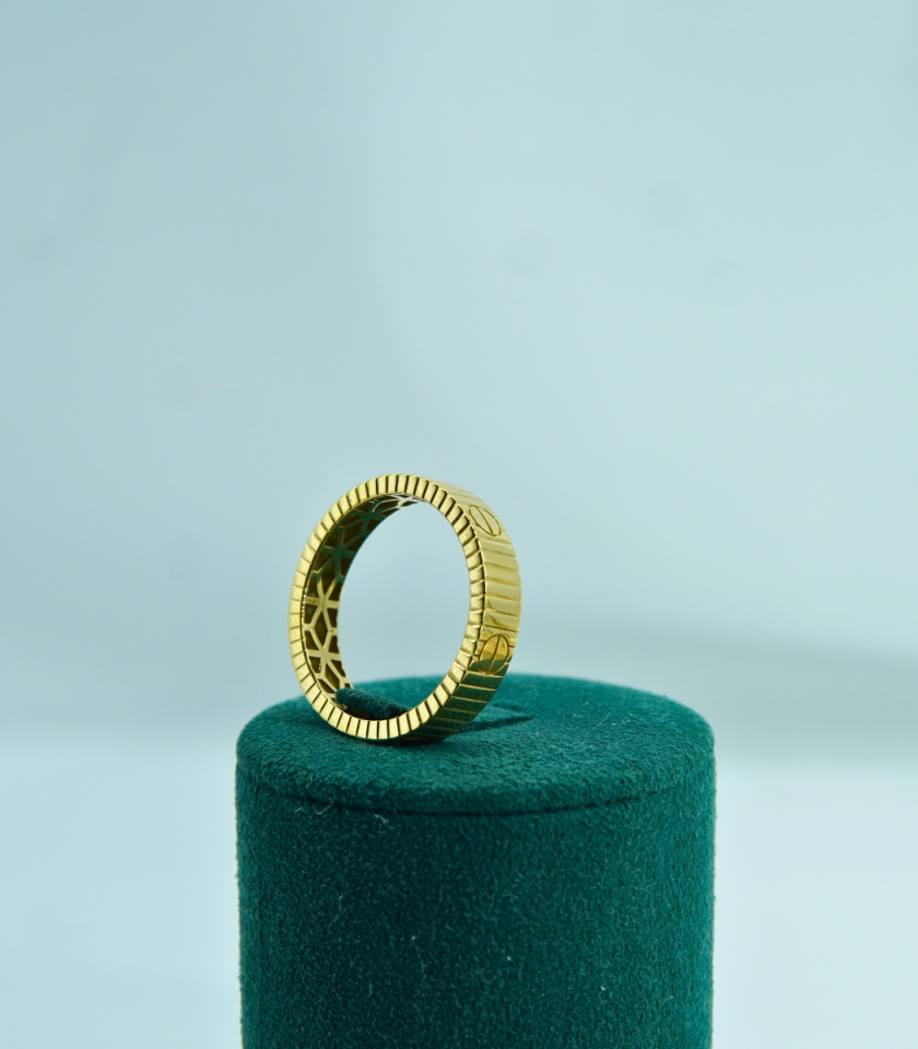 Altın Kaplama Vida Desenli 925 Ayar Gümüş Yüzük – Infinity Bond Gold Edition