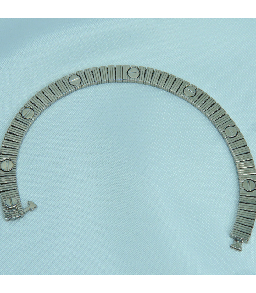 Gümüş Rodaj Kaplama Vida Detaylı Esnek Bileklik