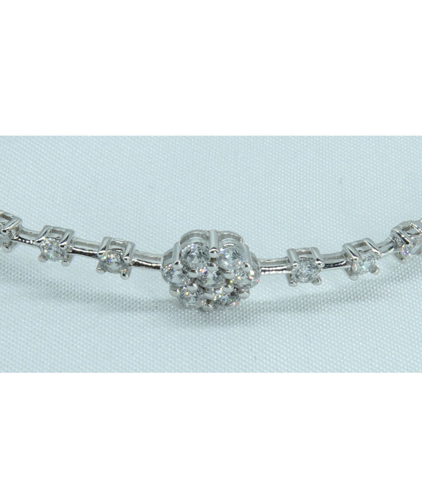 Zarif Yuvarlak Taşlı Minimal Gümüş Rodaj Bileklik