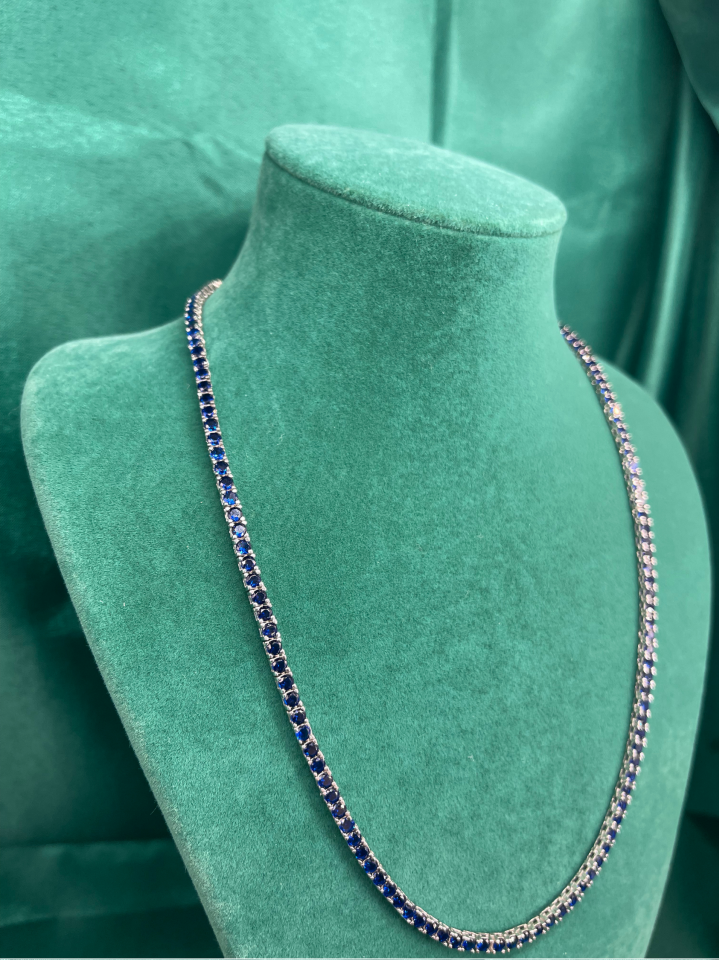 Amora Perla 925 Ayar Gümüş Mavi Taşlı Su Yolu