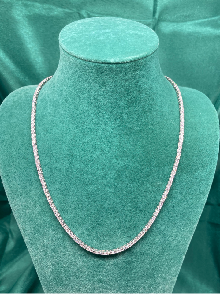 Amora Perla 925 Ayar Gümüş Küçük Boy Beyaz Taşlı Su Yolu (Tennis) Model Kolye