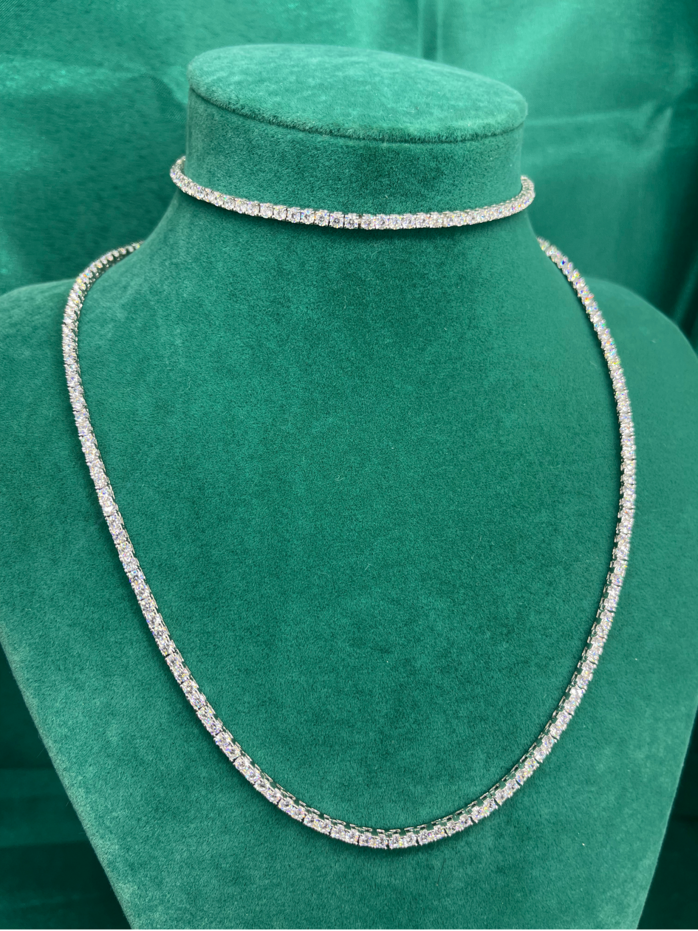 Amora Perla 925 Ayar Gümüş Beyaz Taşlı Su Yolu (Tennis) Model Kolye Seti